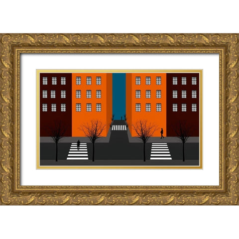 City In My World Gold Ornate Wood Framed Art Print with Double Matting by Schuster, Inge