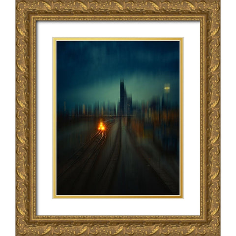 Chicago Gold Ornate Wood Framed Art Print with Double Matting by Cheng, Yu