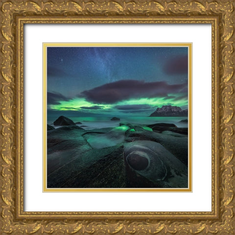 Chasing The Green Lady Gold Ornate Wood Framed Art Print with Double Matting by R. Nebelski, Rafal