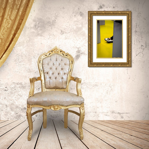Activities On The Yellow Floor Gold Ornate Wood Framed Art Print with Double Matting by Lin, Fengshou