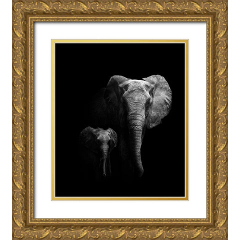 Mother And Child Gold Ornate Wood Framed Art Print with Double Matting by Wildphotoart