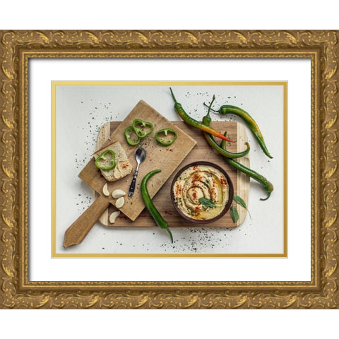 Hummus Gold Ornate Wood Framed Art Print with Double Matting by Lazarov, Dimitar
