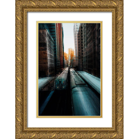 Chicagos Station Gold Ornate Wood Framed Art Print with Double Matting by Chiriaco, Carmine