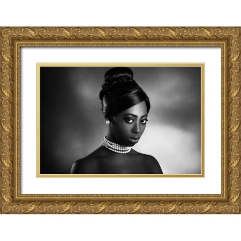 The White Pearls Gold Ornate Wood Framed Art Print with Double Matting by Tambe, Peppe