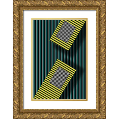 255-255-0 Gold Ornate Wood Framed Art Print with Double Matting by aRRO