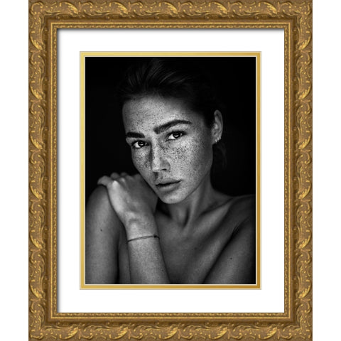 Freckles [Romi] Gold Ornate Wood Framed Art Print with Double Matting by Krystynek Mqep, Martin
