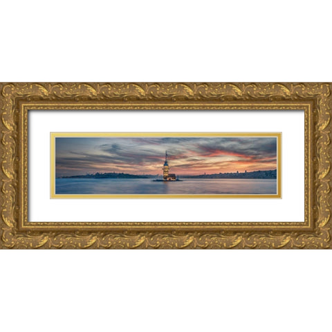 Maiden Tower Gold Ornate Wood Framed Art Print with Double Matting by Hoxha, Rilind