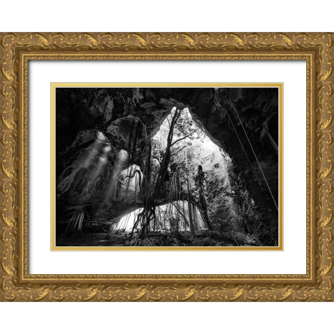 Middle Caicos Cave In Bw Gold Ornate Wood Framed Art Print with Double Matting by Anderson, Matt