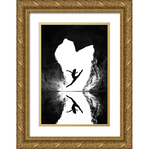 A beating heart Gold Ornate Wood Framed Art Print with Double Matting by Amer, Eyal