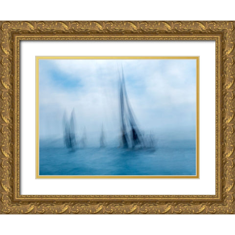 Over The Water Gold Ornate Wood Framed Art Print with Double Matting by Dominik, Garcia