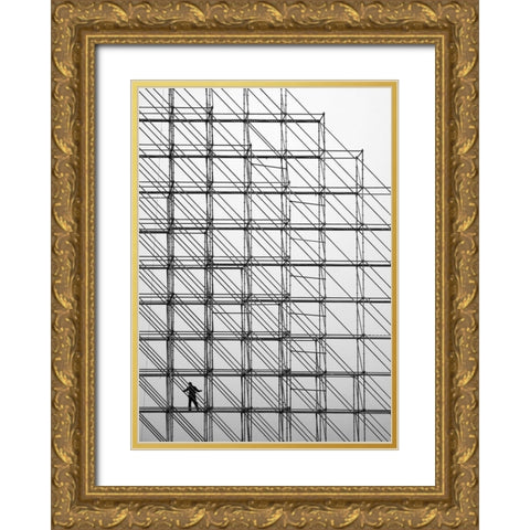 Cube Gold Ornate Wood Framed Art Print with Double Matting by Dong Hee, Han