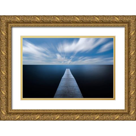 On The Edge Of The World Gold Ornate Wood Framed Art Print with Double Matting by Lindsten, Christian