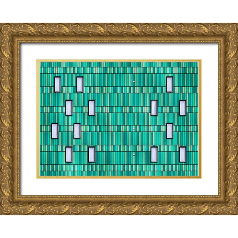 Green Facade Gold Ornate Wood Framed Art Print with Double Matting by aRRO