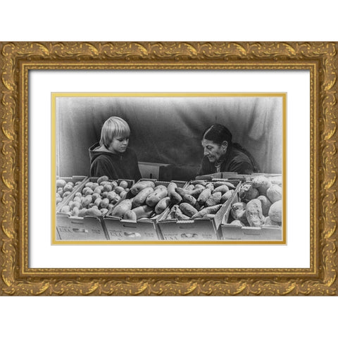 The Art Of Selling Potatos Gold Ornate Wood Framed Art Print with Double Matting by Henrichs, Dan