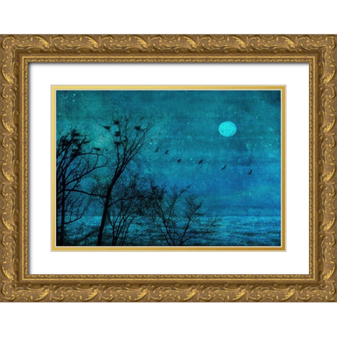 Birds Of Passage Gold Ornate Wood Framed Art Print with Double Matting by Devos, Delphine