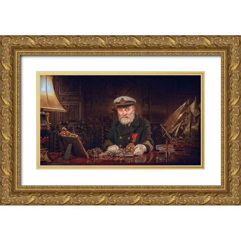 Capitan Of Qtitanicq Gold Ornate Wood Framed Art Print with Double Matting by Rekhov, Sergej