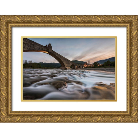 Old Bridge Gold Ornate Wood Framed Art Print with Double Matting by Galimberti, Marco