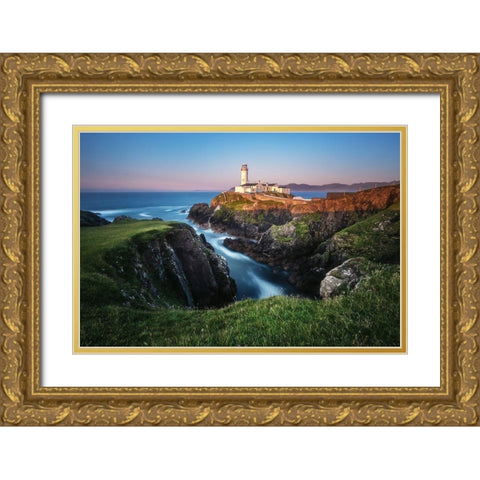 Ireland - Fanad Head Lighthouse Gold Ornate Wood Framed Art Print with Double Matting by Claude Castor, Jean