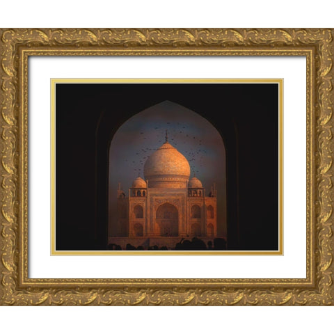 Taj Mahal Gold Ornate Wood Framed Art Print with Double Matting by Yosifov, Svetlin