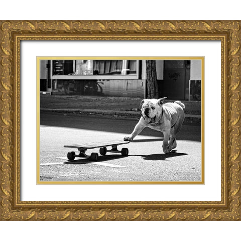 ... Dogs Just Want To Have Fun ... Gold Ornate Wood Framed Art Print with Double Matting by Leverentz, Claudia