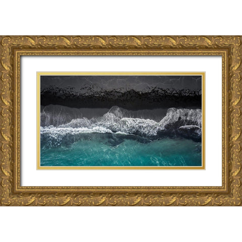 Black Beach Gold Ornate Wood Framed Art Print with Double Matting by Hennen, Marcus