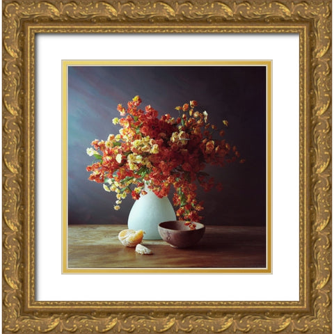 Tangerine Gold Ornate Wood Framed Art Print with Double Matting by Laercio, Luiz