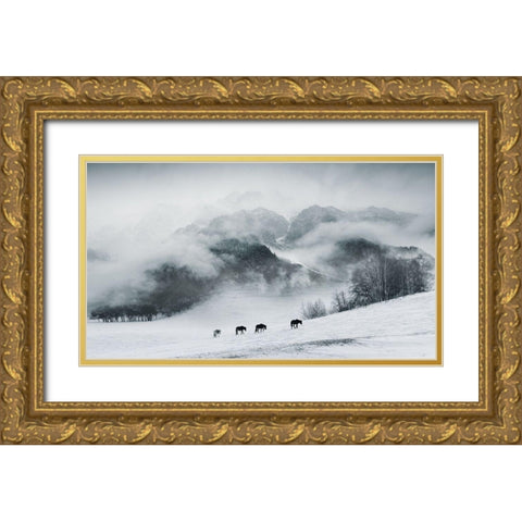The Hard Way Gold Ornate Wood Framed Art Print with Double Matting by Z, Bingo
