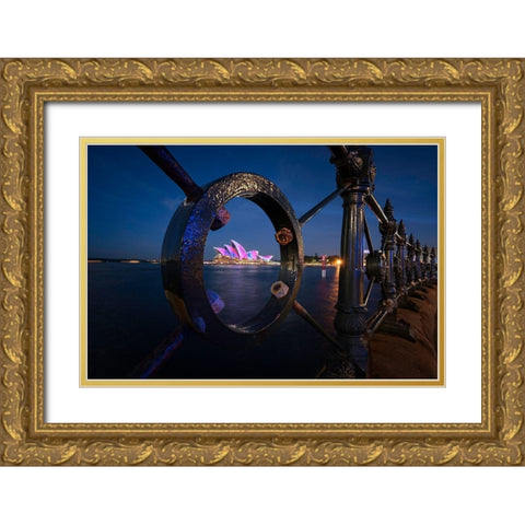 Vivid Sydney Gold Ornate Wood Framed Art Print with Double Matting by Zhu, Jingshu