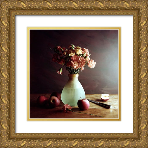 Still Life With Apples Gold Ornate Wood Framed Art Print with Double Matting by Laercio, Luiz