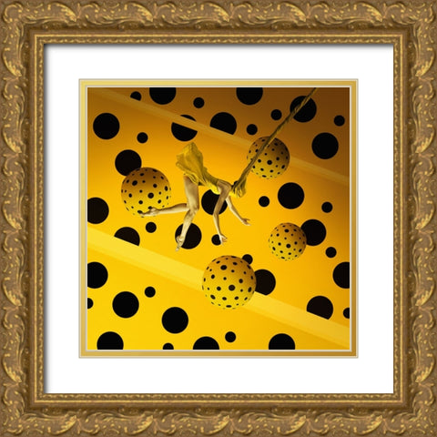 Polkadot On Memory Bliss Gold Ornate Wood Framed Art Print with Double Matting by Hardibudi