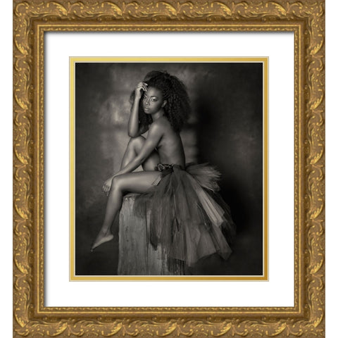 Sitting Pretty Gold Ornate Wood Framed Art Print with Double Matting by Blease, Joan