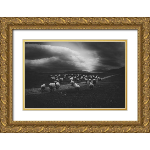 Untitled Gold Ornate Wood Framed Art Print with Double Matting by Tanev, Todor