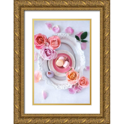 Pink Romance Gold Ornate Wood Framed Art Print with Double Matting by Karagyozova, Elena