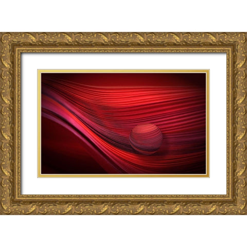 Red Gold Ornate Wood Framed Art Print with Double Matting by Kerber, Jutta