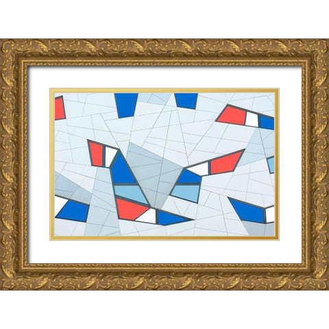 Game Of Lines And Shapes Gold Ornate Wood Framed Art Print with Double Matting by Van Son, Greetje