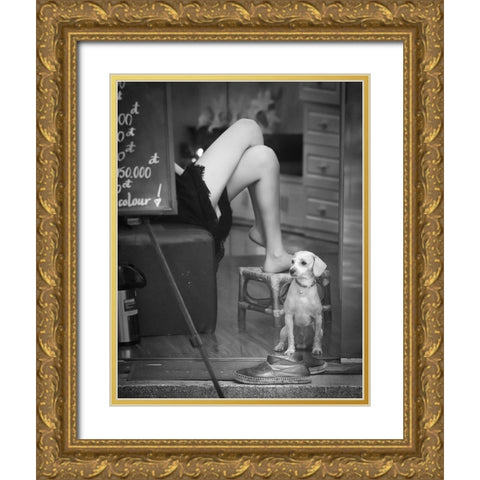 Untitled Gold Ornate Wood Framed Art Print with Double Matting by Hagiwara, Kenichiro