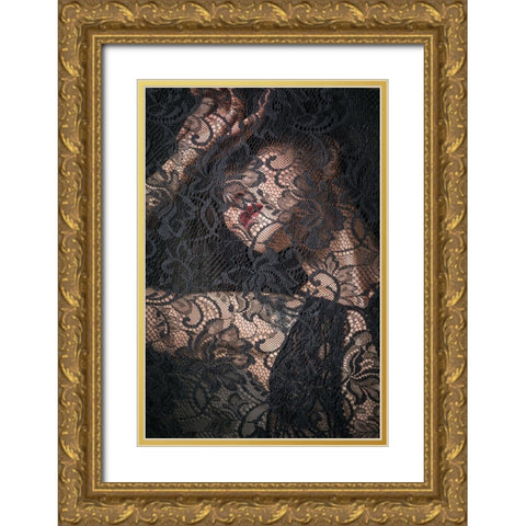 Keiko Gold Ornate Wood Framed Art Print with Double Matting by Kiyota, Daisuke