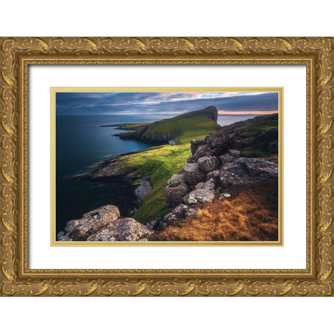Scotland - Neist Point Gold Ornate Wood Framed Art Print with Double Matting by Claude Castor, Jean