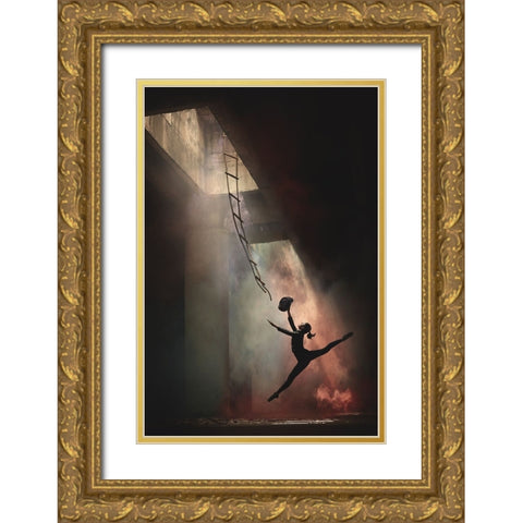 Smoke Dance Gold Ornate Wood Framed Art Print with Double Matting by Kisworo, Sebastian