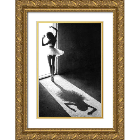 Shadow Dance Gold Ornate Wood Framed Art Print with Double Matting by Kisworo, Sebastian