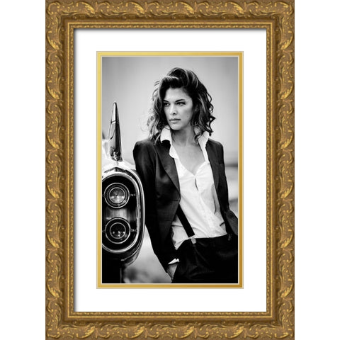 Jamie And The T-Bird Gold Ornate Wood Framed Art Print with Double Matting by Muller Photography, Peter