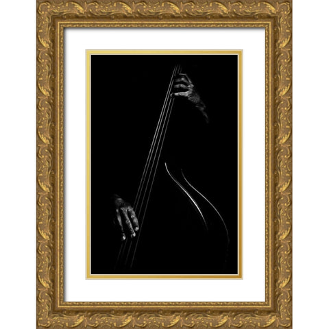 Le Contrebassiste Gold Ornate Wood Framed Art Print with Double Matting by Didier, Strugala