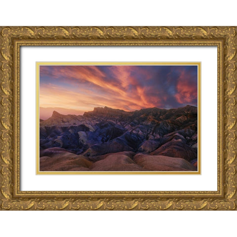 Zabriskie Sunset Gold Ornate Wood Framed Art Print with Double Matting by F. Turienzo, Carlos