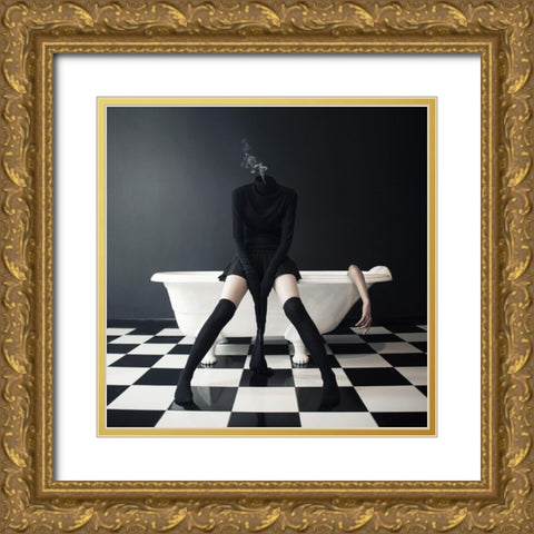 Missing Lullaby Gold Ornate Wood Framed Art Print with Double Matting by Hardibudi