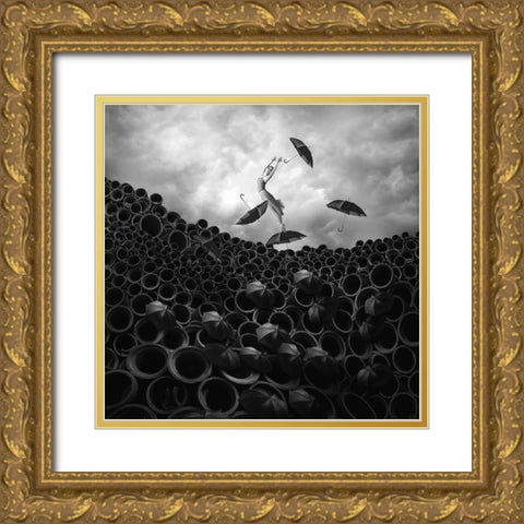 Missing Serenade Gold Ornate Wood Framed Art Print with Double Matting by Hardibudi