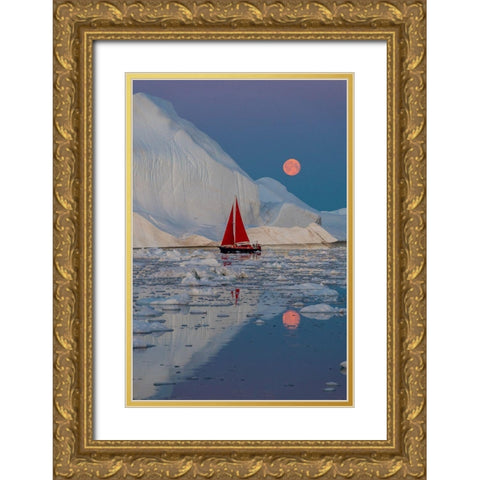 Greenland Night Gold Ornate Wood Framed Art Print with Double Matting by Pelissier, Marc