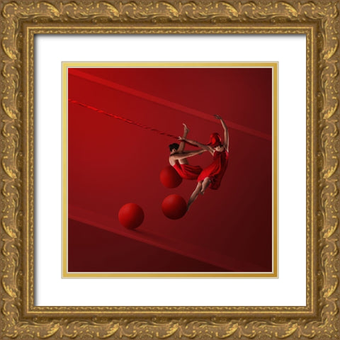 Strength And Harmony Gold Ornate Wood Framed Art Print with Double Matting by Hardibudi