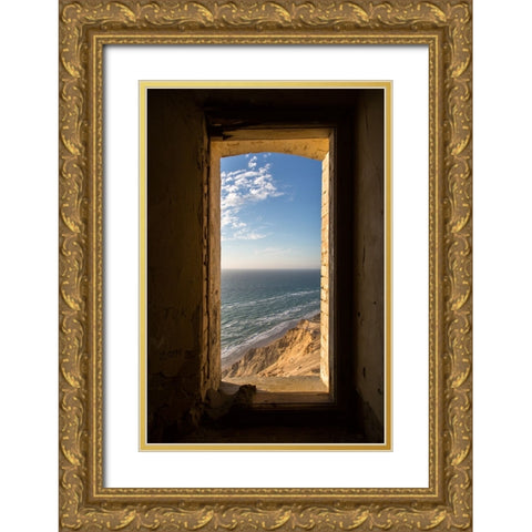Sea View. Gold Ornate Wood Framed Art Print with Double Matting by Londal, Leif