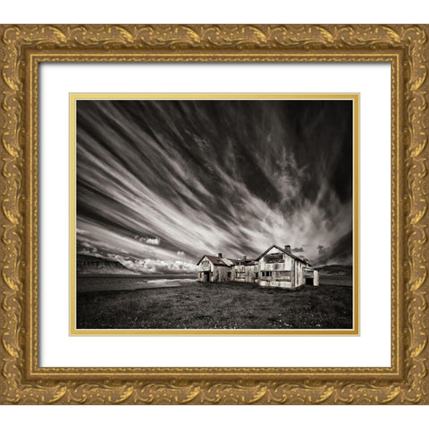 Old Hospital (Mono) Gold Ornate Wood Framed Art Print with Double Matting by H. Ingibergsson, Torsteinn