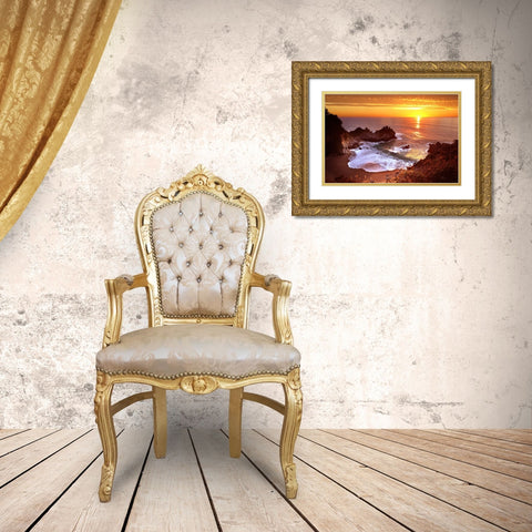 Mcway Falls At Sunset Gold Ornate Wood Framed Art Print with Double Matting by Suradji, Surjanto
